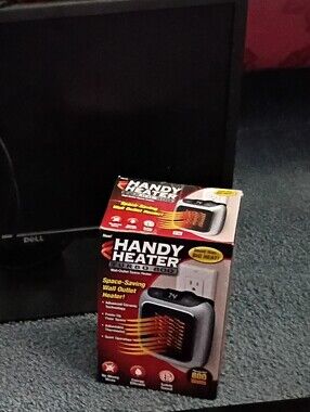 Handy Heater Turbo 800 Space-Saving Wall Outlet Heater - Black & Silver